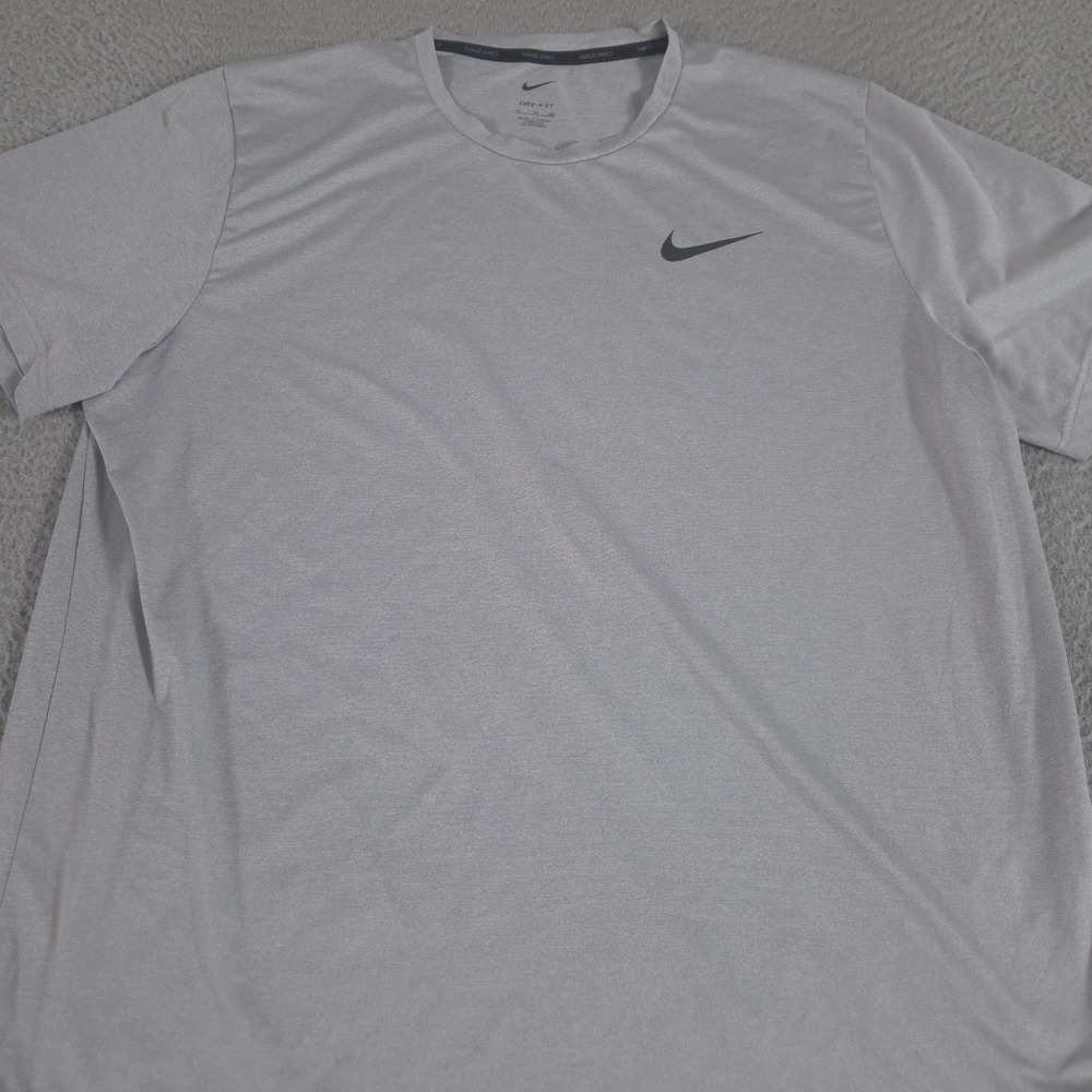 Nike Shirt Mens XL Gray Pro Dri-Fit Short-Sleeve Top Performance Athletic Tee
